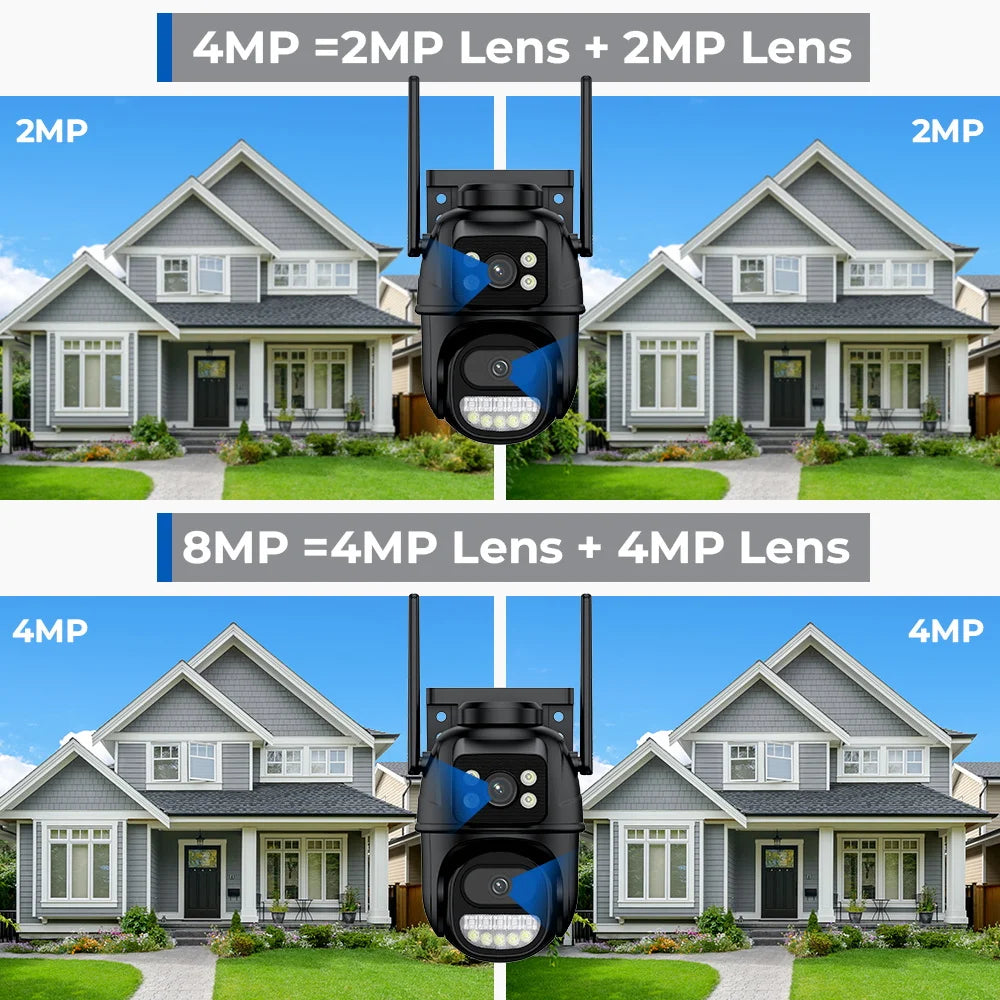 BESDER PTZ 8MP Wifi Camera Dual Screen Auto Tracking Color Night Vision Outdoor CCTV Camera IP 4K Security Protection iCSee App